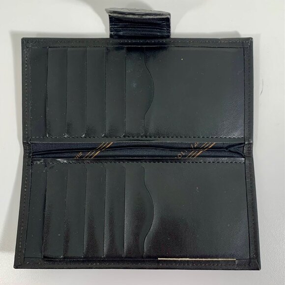 VTG Rolfs Black Cowhide Leather Wallet Floral Embossed Flap Multiple Card Slots - Picture 5 of 10